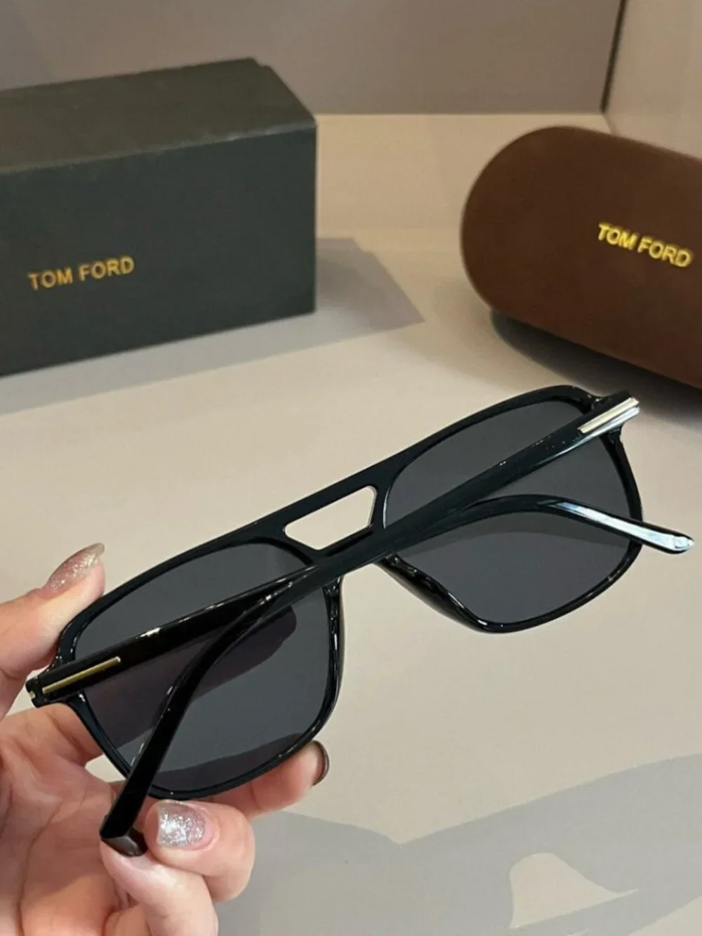 TOM FORD Black-Frame Gold Y Sunglasses